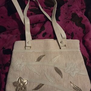 Elegant Cream and Gold Women's Handbag